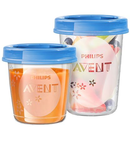 Philips Avent Cups w. Containers - White/Blue Philips Avent Cups w. Containers - White/Blue
