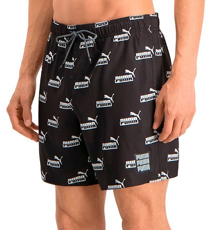 Puma Swim Shorts - Black/White w. Logo