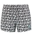 Puma Swim Shorts - White w. Black Print Puma Swim Shorts - White w. Black Print