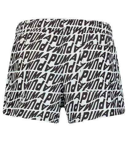 Puma Swim Shorts - White w. Black Print