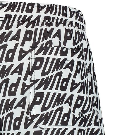 Puma Swim Shorts - White w. Black Print