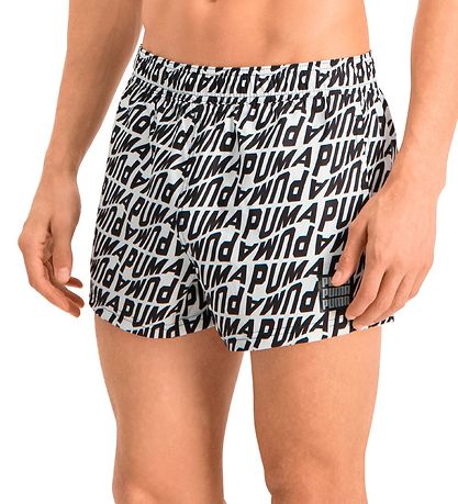 Puma Swim Shorts - White w. Black Print