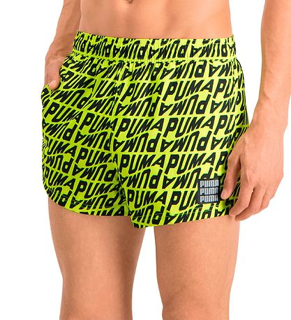 Puma Swim Shorts - Neon Yellow w. Print