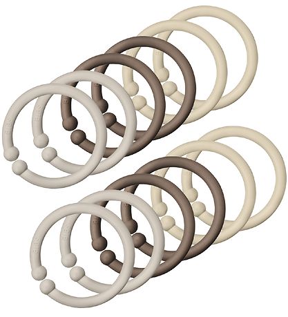 BIBS Upphängningsringar/slingor - 12-pack - Sand/Vanilla/Dark Oa