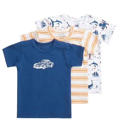 Hust and Claire T-Shirt - 3-pack - Asmo - Wit/Blauw/Geel Hust and Claire T-Shirt - 3-pack - Asmo - Wit/Blauw/Geel