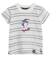 Hust and Claire T-shirt - Andy - White w. Stripes Hust and Claire T-shirt - Andy - White w. Stripes