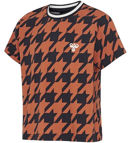 T-Shirt Hummel - HMLChick - Marine/Orange av. Carreaux