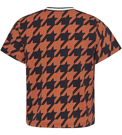T-Shirt Hummel - HMLChick - Marine/Orange av. Carreaux