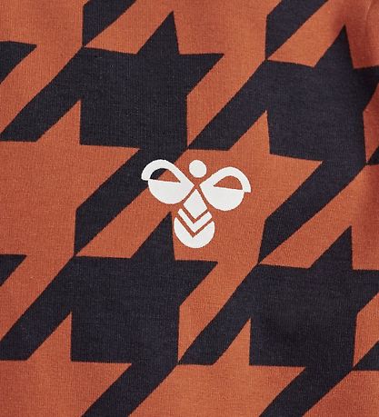 T-Shirt Hummel - HMLChick - Marine/Orange av. Carreaux