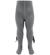 Condor Tights w. Velvet Bow - Grey Melange Condor Tights w. Velvet Bow - Grey Melange