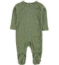 Joha Jumpsuit w. Footies - Melange Green Joha Jumpsuit w. Footies - Melange Green