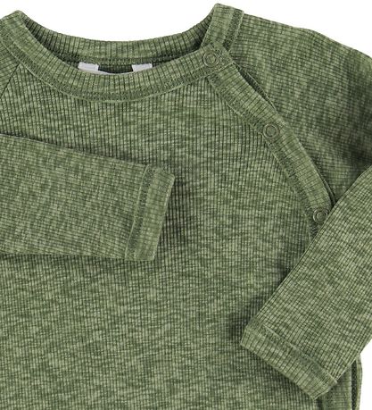 Joha Jumpsuit w. Footies - Melange Green Joha Jumpsuit w. Footies - Melange Green