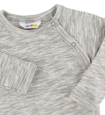 Joha Jumpsuit w. Footies - Grey Melange  Joha Jumpsuit w. Footies - Grey Melange