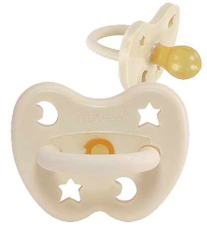 Hevea Smokk - 0-3 Md. - Naturgummi - Melkeaktig White m. Måne/St
