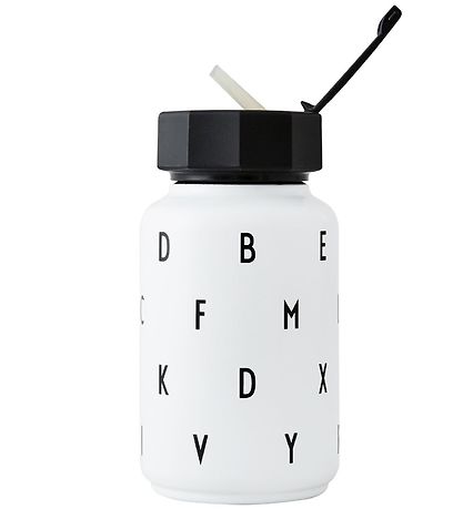 Design Letters Thermo Bottle w. Straw - 330 ml - White Design Letters Thermo Bottle w. Straw - 330 ml - White