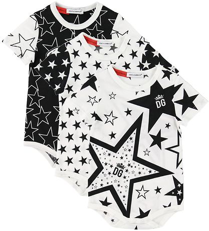 Bodies m/c Dolce & Gabbana - 3 Pack - Blanc/Noir av. Étoiles Bodies m/c Dolce & Gabbana - 3 Pack - Blanc/Noir av. Étoiles