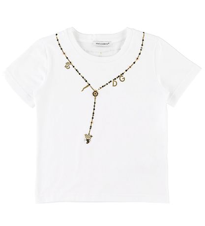 T-Shirt Dolce & Gabbana - Blanc av. Cristaux T-Shirt Dolce & Gabbana - Blanc av. Cristaux