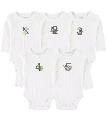 Fixoni Bodysuit l/s - 5-pack - White