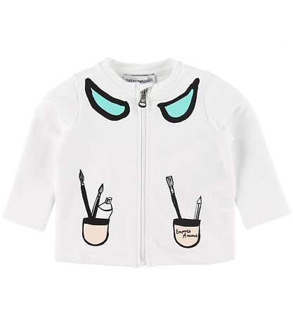 Emporio Armani Set - Cardigan/Jogginghosen - Weiß/Türkis m. Bürs