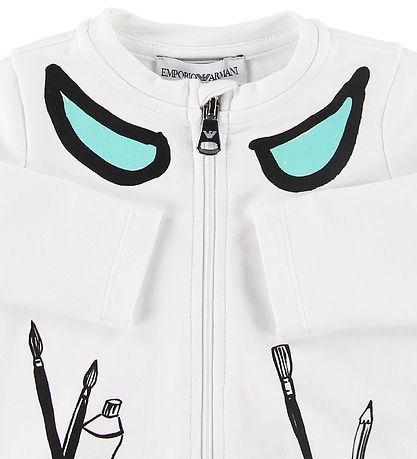 Emporio Armani Set - Cardigan/Jogginghosen - Weiß/Türkis m. Bürs