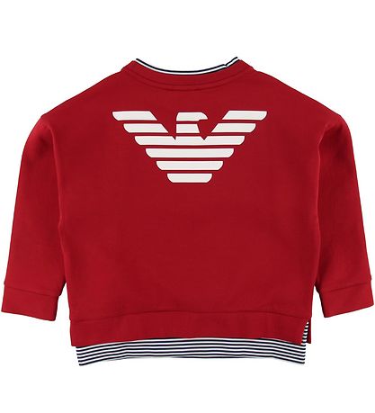 Emporio Armani Long Sleeve Top - Red w. Logo