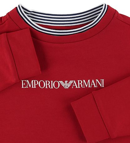 Emporio Armani Long Sleeve Top - Red w. Logo