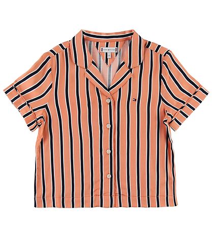 Tommy Hilfiger Skyrta - Dvalarstaður Stripe - Appelsína Tommy Hilfiger Skyrta - Dvalarstaður Stripe - Appelsína