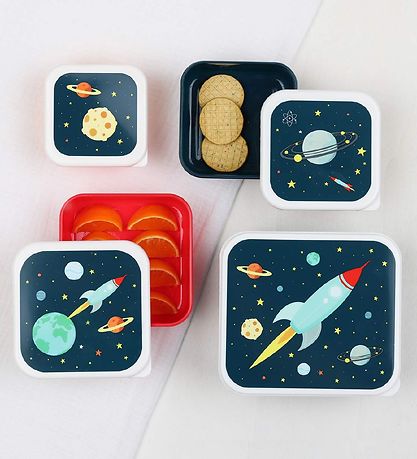 A Little Lovely Company Broodtrommel Set - 4 Onderdelen - Space A Little Lovely Company Broodtrommel Set - 4 Onderdelen - Space