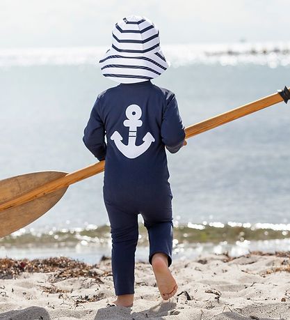 Petit Crabe Coverall Swimsuit - Lou - UV50+ - Navy w. Anchor Petit Crabe Coverall Swimsuit - Lou - UV50+ - Navy w. Anchor