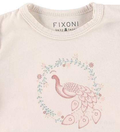 Fixoni T-shirt - Powder w. Peacock Fixoni T-shirt - Powder w. Peacock