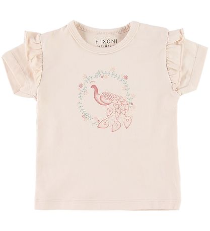 Fixoni T-shirt - Powder w. Peacock Fixoni T-shirt - Powder w. Peacock