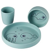 Done by Deer Dinner Set - Silicone - 3 Parts - Sea Friends - Blu Done by Deer Dinner Set - Silicone - 3 Parts - Sea Friends - Blu