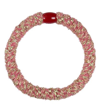 Kknekki Hair Tie - Dark Pink/Gold Velvet w. Glitter