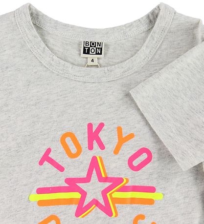 Bonton T-shirt - Grey Melange w. Neon