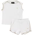 Emporio Armani Set - T-shirt/Shorts - Vit m. Guldglitter
