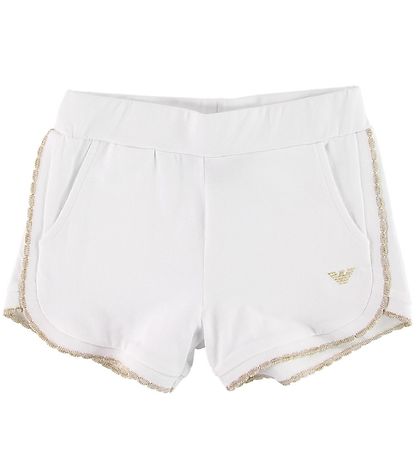 Emporio Armani Set - T-shirt/Shorts - White w. Gold Glitter Emporio Armani Set - T-shirt/Shorts - White w. Gold Glitter