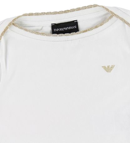 Emporio Armani Set - T-shirt/Shorts - White w. Gold Glitter Emporio Armani Set - T-shirt/Shorts - White w. Gold Glitter