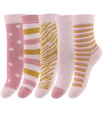 Minymo Socks - 5-pack - Pink w. Stripes Minymo Socks - 5-pack - Pink w. Stripes