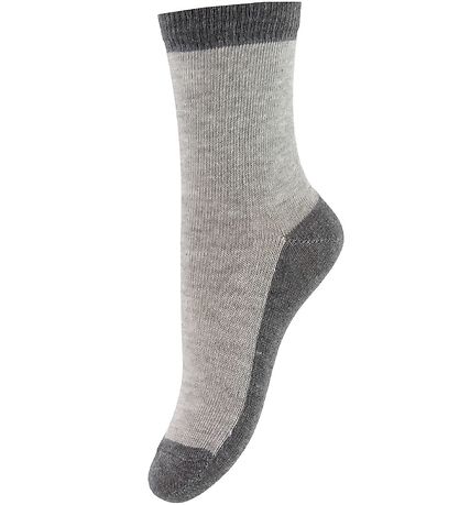 Minymo Socks - 5-pack - Light Grey Melange w. Stripes Minymo Socks - 5-pack - Light Grey Melange w. Stripes