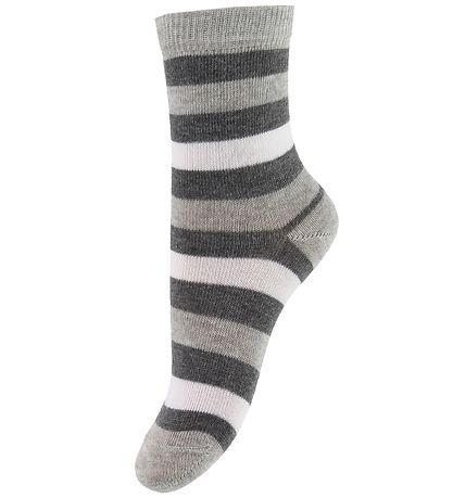 Minymo Socks - 5-pack - Light Grey Melange w. Stripes Minymo Socks - 5-pack - Light Grey Melange w. Stripes