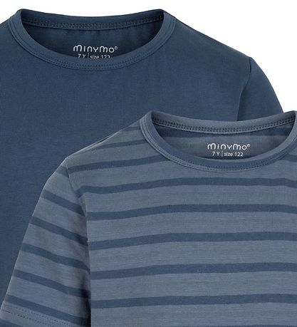 Minymo T-shirts - 2-pack - New Navy w. Stripes Minymo T-shirts - 2-pack - New Navy w. Stripes