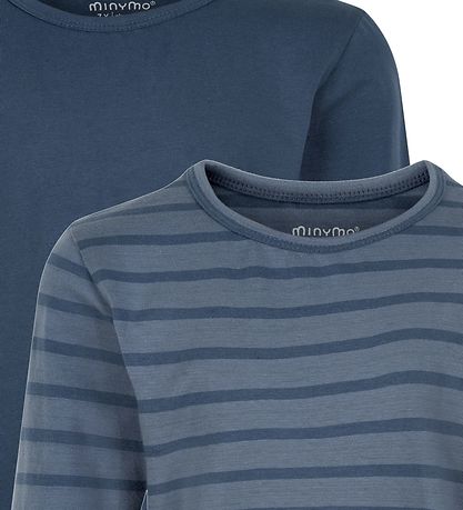 Minymo Tröja - 2-pack - Ny Marinblå m. Ränder
