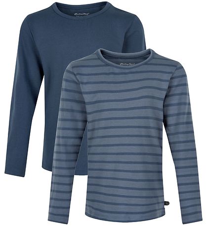 Minymo Tröja - 2-pack - Ny Marinblå m. Ränder