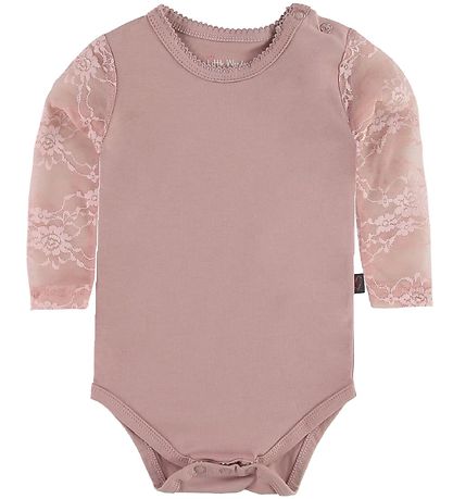 Little Wonders Bodysuit w. Lace Sleeves - Maja - Dusty Pink Little Wonders Bodysuit w. Lace Sleeves - Maja - Dusty Pink