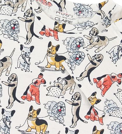 Hust and Claire T-shirt - Anker - Creme w. Dogs