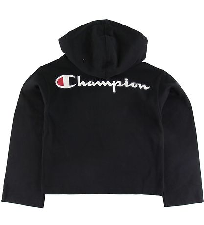 Sweat à Capuche Champion Fashion - Crop - Noir av. Logo Sweat à Capuche Champion Fashion - Crop - Noir av. Logo