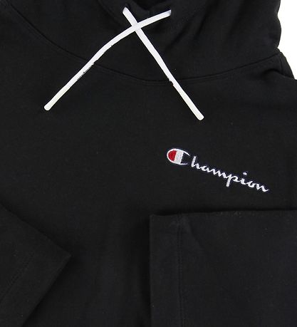 Sweat à Capuche Champion Fashion - Crop - Noir av. Logo Sweat à Capuche Champion Fashion - Crop - Noir av. Logo