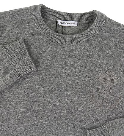 Dolce & Gabbana Jumper - Wool - Grey Melange w. Embroidery
