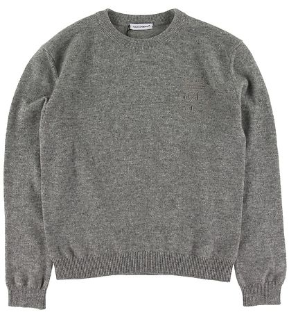 Dolce & Gabbana Jumper - Wool - Grey Melange w. Embroidery