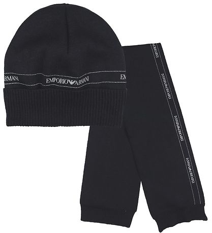 Emporio Armani Gift Box - Hat/Scarf - Wool/Cotton - Black